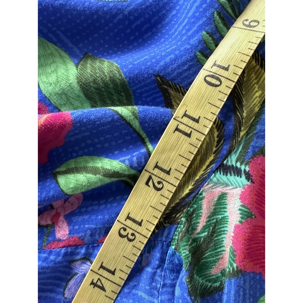 Johnny Was Rumba Tiered Pants L Blue Floral Rayon Palazzo Wide Leg Boho Resort - Picture 13 of 16
